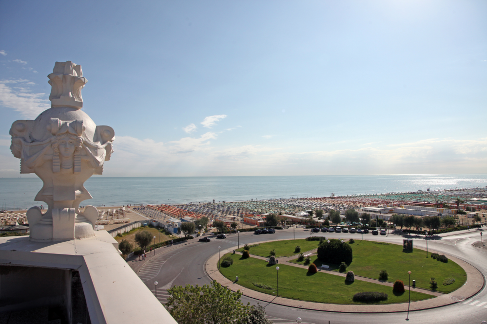 view over the beach from Grand Hotel, Rimini photo by PH. Paritani