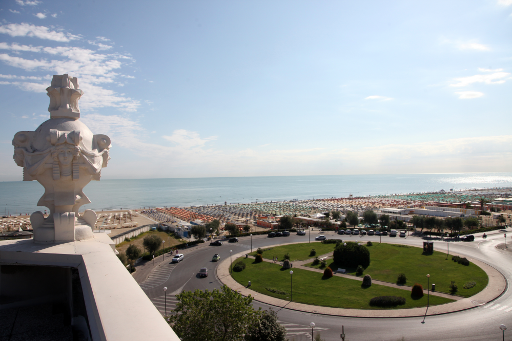 view over the beach from Grand Hotel, Rimini photo by PH. Paritani