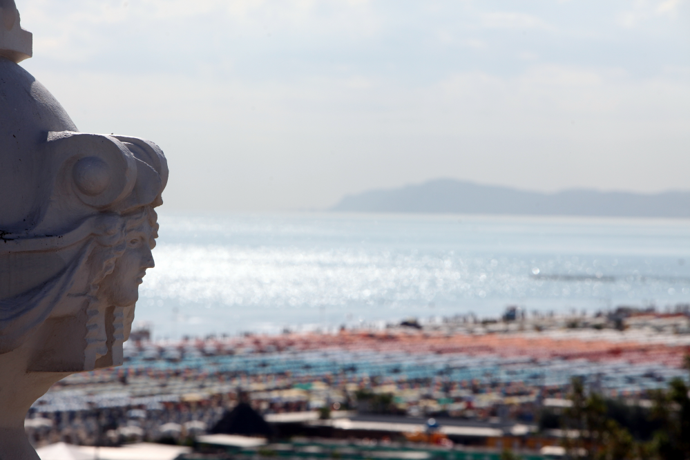 view over the beach from Grand Hotel, Rimini photo by PH. Paritani