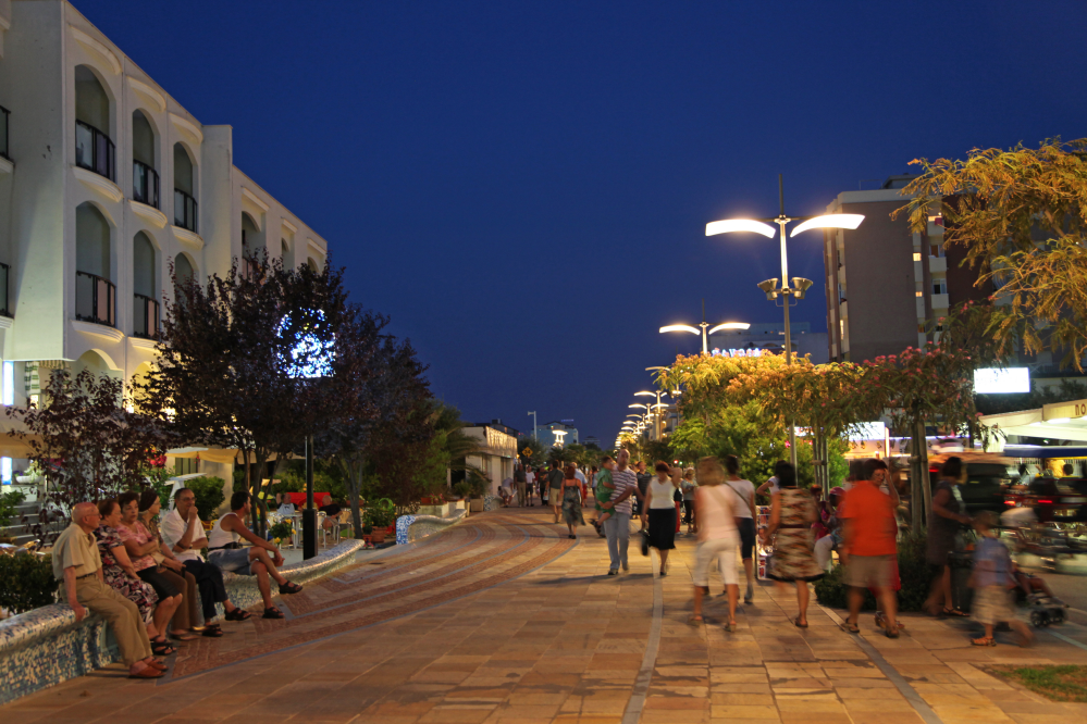 promenade at night, Misano Adriatico photo by PH. Paritani