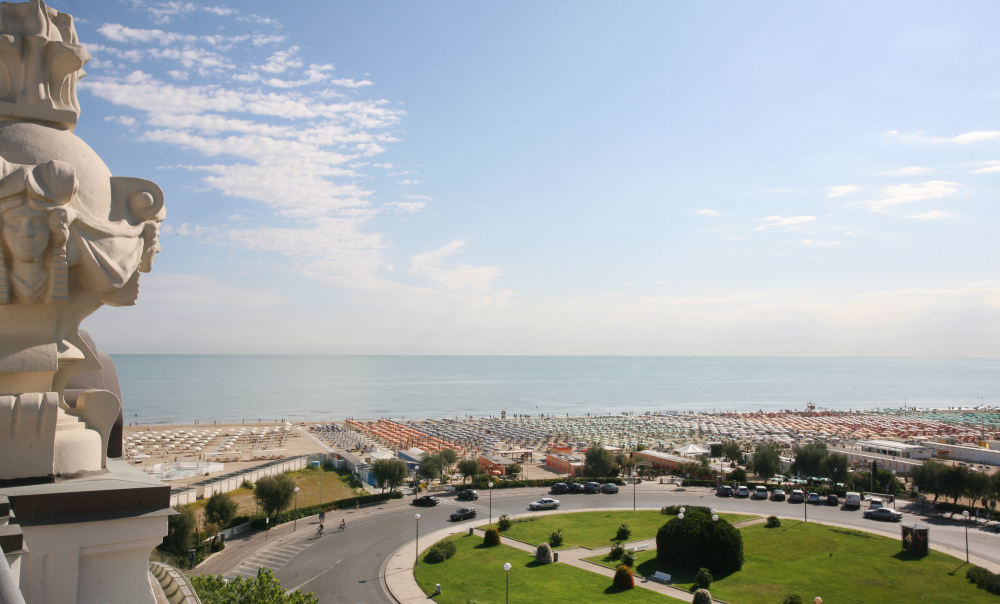 view over the beach from Grand Hotel, Rimini photo by PH. Paritani