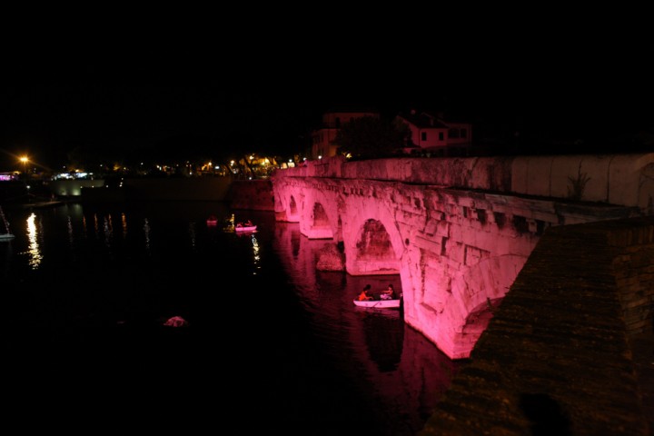 The pink night - La Notte Rosa, Tiberius bridge, Rimini photo by Archivio Provincia di Rimini