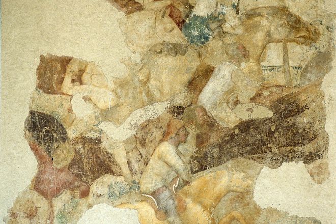 Affresco, Battaglia di cavalieri, Montefiore Foto(s) von T. Mosconi