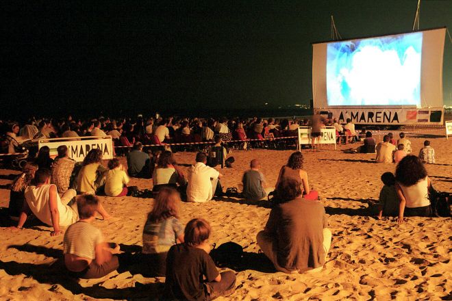 Cinema sulla spiaggia, Amarena, Rimini Foto(s) von R. Gallini