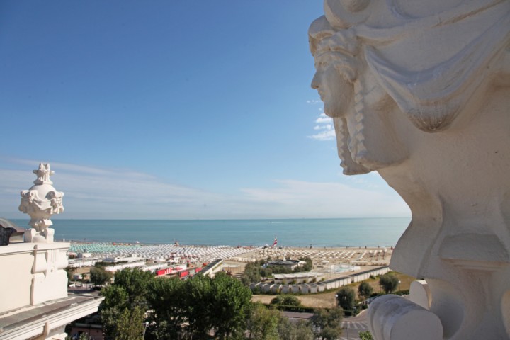 view over the beach from Grand Hotel, Rimini photo by PH. Paritani