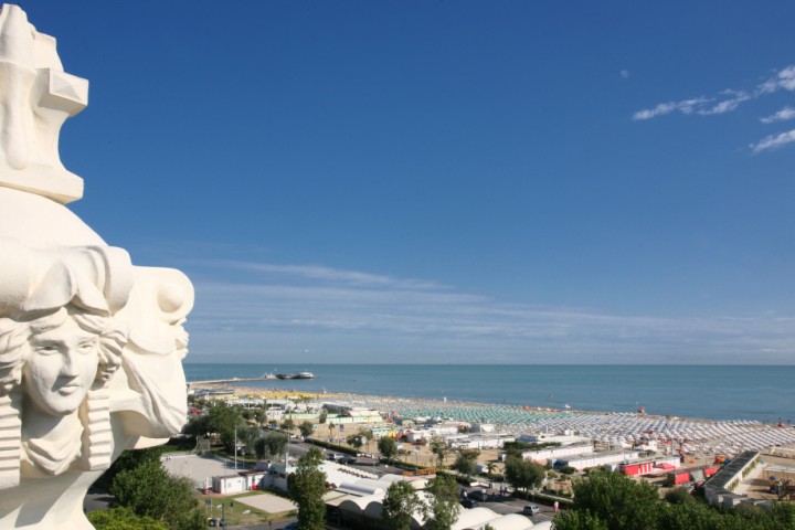 view over the beach from Grand Hotel, Rimini photo by PH. Paritani
