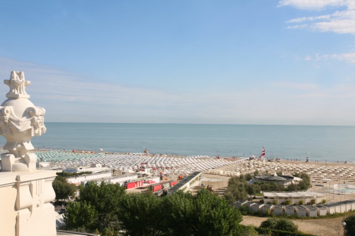 view over the beach from Grand Hotel, Rimini photo by PH. Paritani