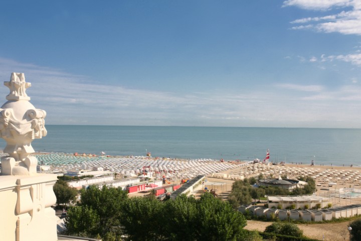 view over the beach from Grand Hotel, Rimini photo by PH. Paritani