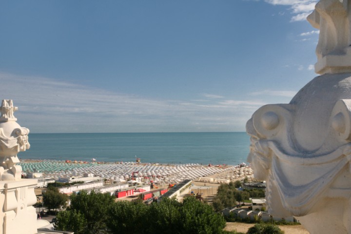 view over the beach from Grand Hotel, Rimini photo by PH. Paritani