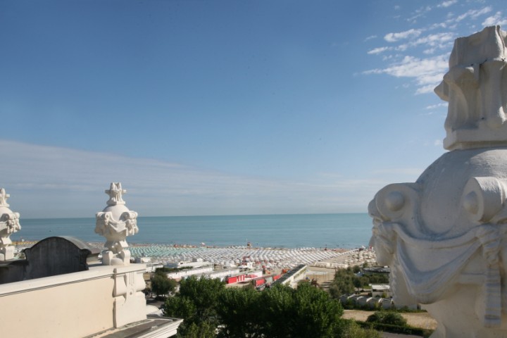 view over the beach from Grand Hotel, Rimini photo by PH. Paritani