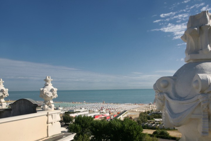 view over the beach from Grand Hotel, Rimini photo by PH. Paritani