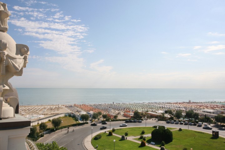 view over the beach from Grand Hotel, Rimini photo by PH. Paritani