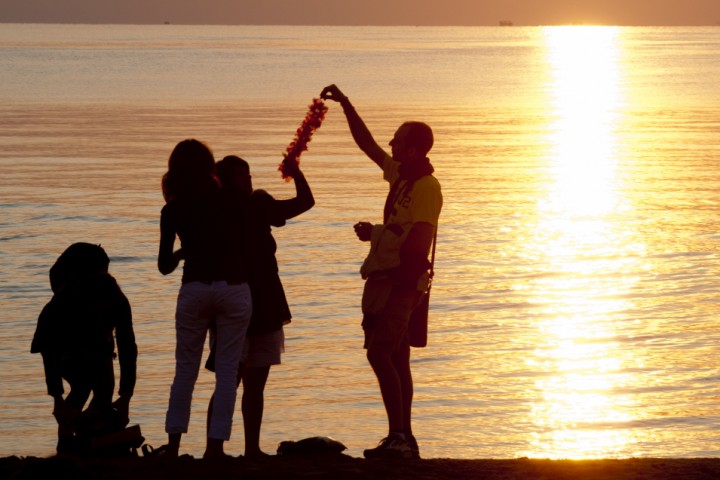 La Notte Rosa - The Pink Night, young people on the beach photo by R. Gallini