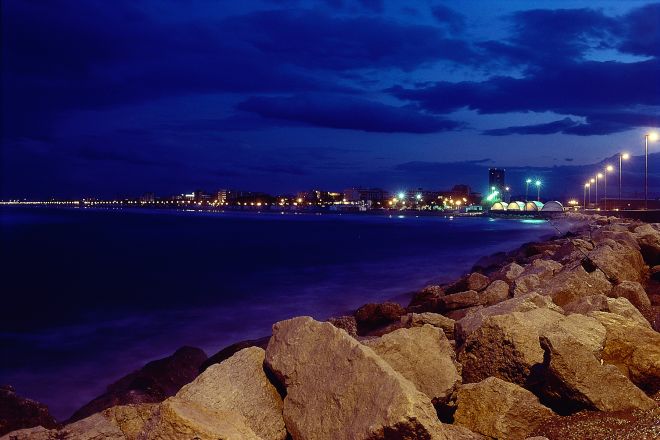 the coast of Rimini at night photo by T. Mosconi