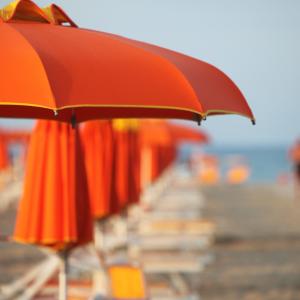 Spiaggia (RN), estate, ombrelloni